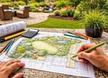 Landscape design planning and garden layout drawing for landscaping in Georgetown TX